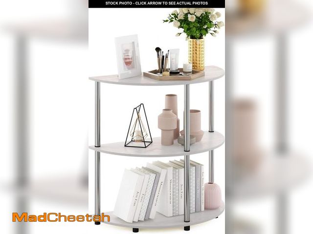Lot 74-12096180 - Furinno Frans Turn-N Half Round Console Table with Stainless Steel Tubes, White Oak, 15.6D x 31.1W x...