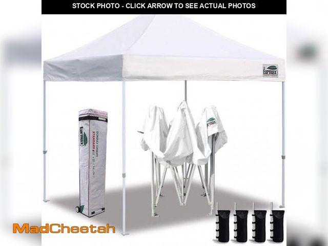 Lot 74-12172243 - Eurmax Canopy 10  X 10  White Pop-up Canopy and 56lbs Instant Outdoor Canopy - USED
