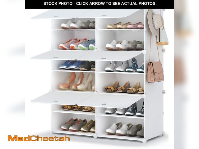 Lot 74-12712920 - HOMIDEC Shoe Rack, 6 Tier Shoe Storage Cabinet 24 Pair Plastic Shoe Shelves Organizer for Closet Hal...