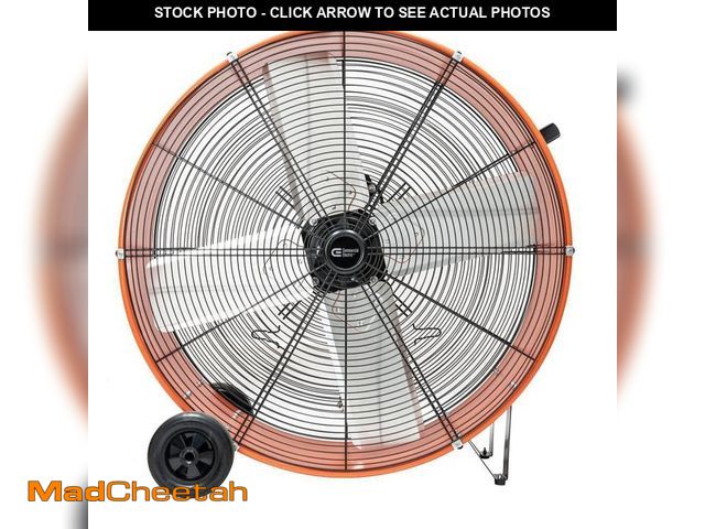 Lot 74-14589694 - Commercial Electric 30 in. 2-Speed Heavy Duty Industrial Drum Fan in Orange with Rust-Resistant Gril...