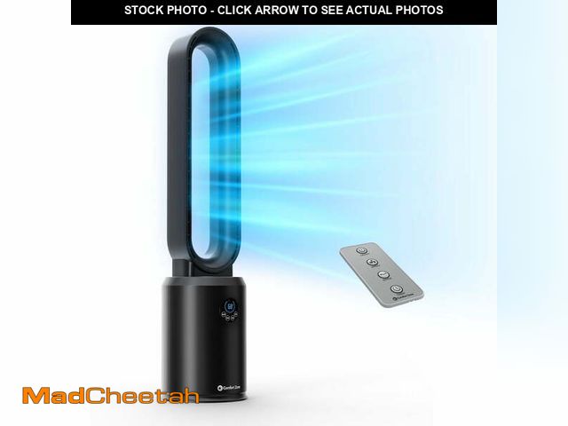 Lot 74-14350481 - Comfort Zone 40" Bladeless Tower Fan with Remote Control, 9H Timer, Black - UNUSED