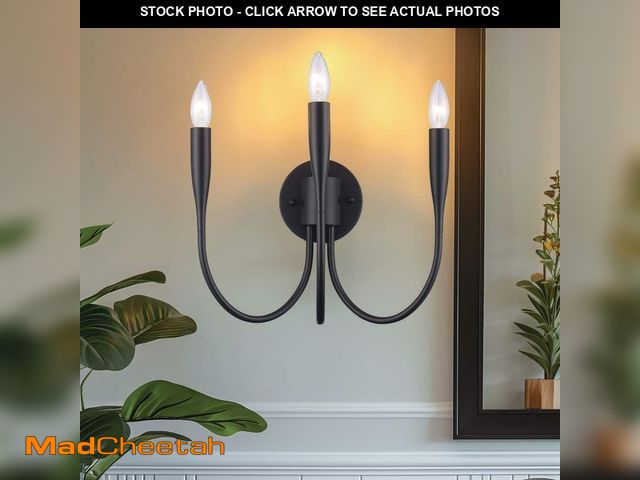 Lot 74-12746111 - Monteaux Lighting Wells 16.25 in. 3-Light Black Bathroom Vanity Light Fixture - UNUSED