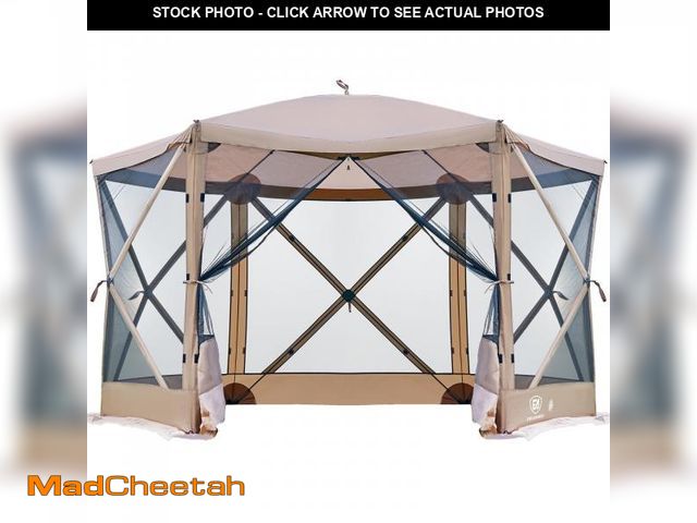 Lot 74-12241571 - EVER ADVANCED Pop Up Gazebo Screen House Tent for Camping 11.5 ft for 8-10 Person Instant Canopy She...