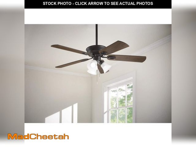 Lot 74-12692374 - Hampton Bay Glendale III 52 in. LED Indoor Matte Black Ceiling Fan with Light and Pull Chains - UNUS...