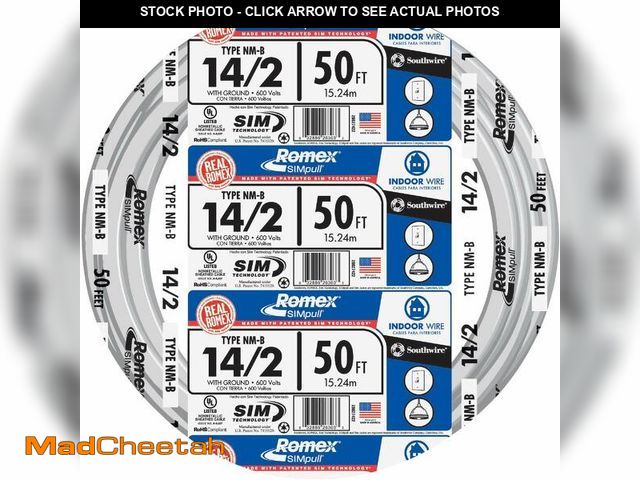 Lot 74-14153143 - Southwire Building Wire 14 Ga, 2 Conductor 15 Amp 600 V 90 Deg C 50 ' White - UNUSED