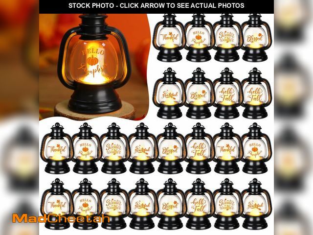Lot 74-12972001 - Ferraycle 24 Pcs Fall Mini Lantern Decoration 4 Inch Thanksgiving Hanging Ornaments Small Autumn Pum...