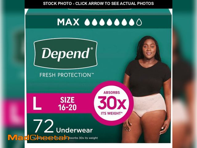 Lot 74-13563854 - Depend Fresh Protection Adult Diapers, Incontinence &amp; Postpartum Bladder Leak Underwear for Wome...
