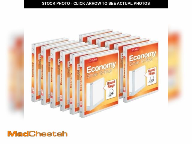 Lot 74-13788184 - Cardinal 0.5 Inch 3 Ring Binders, White, 12 Pack, Round Ring Binder, Holds 125 Sheets, PVC Free, Cus...