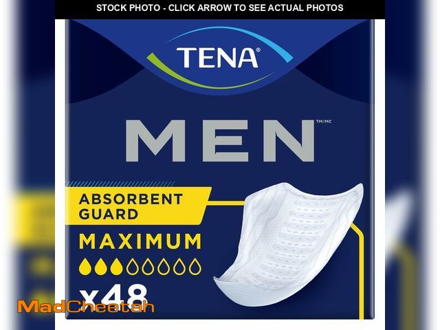 Lot 74-12717748 - Tena Incontinence Guards for Men, Moderate Absorbency, 48 Count - UNUSED
