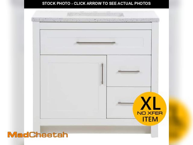 Lot 74-14439595 - Clady 37 in. Single Sink White Bath Vanity with Silver Ash Cultured Marble Top (Assembled) - USED