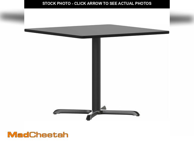 Lot 74-12826980 - (BASE ONLY) Flash Furniture 36'' Square Black Laminate Table Top with 30'' x 30'' Table Height Base ...