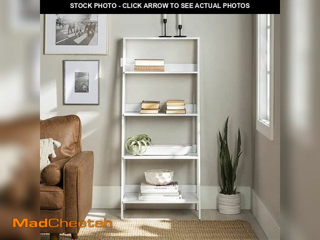 Lot 74-13774104 - Walker Edison Sophia Modern 4 Shelf Ladder Bookcase , 55 Inch, White - UNUSED