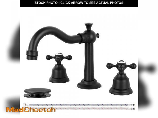 Lot 74-12364920 - AKLFGN 8 in. Widespread Double Handle Bathroom Faucet 3-Hole Sink Faucet with Pop-Up Drain in Matte ...