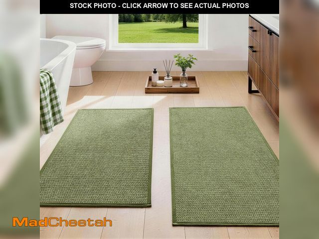Lot 74-14387161 - YIHOUSE Green Bathroom Rugs Sets 2 Piece, Quick Dry Thin Bath Mat, Non Slip Absorbent Machine Washab...