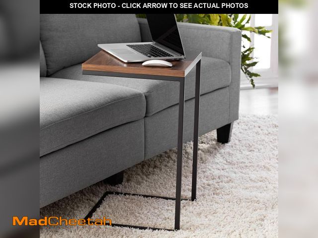 Lot 74-12536173 - (MISSING HARDWARE) Mainstays C-Shape Metal End Table, Canyon Walnut Finish - USED
