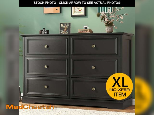 Lot 74-14586571 - 6 Drawer Dresser for Bedroom, 50.4" * 15.7" * 35.8" Retro Style Chest of Drawers, Wood Storage Doubl...