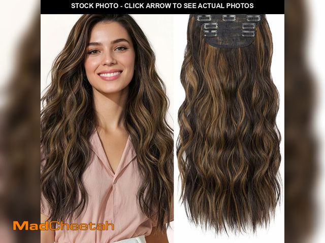 Lot 74-13951462 - KooKaStyle Clip in Long Wavy Synthetic Hair Extension 20 Inch 4PCS Balayage Dark Brown to Chestnut H...