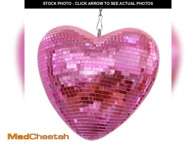 Lot 74-12118171 - Mirror Disco Ball with Chain, Heart 8 Inch Pink Disco Reflective Mirror Ball Hanging Ornament for Bi...