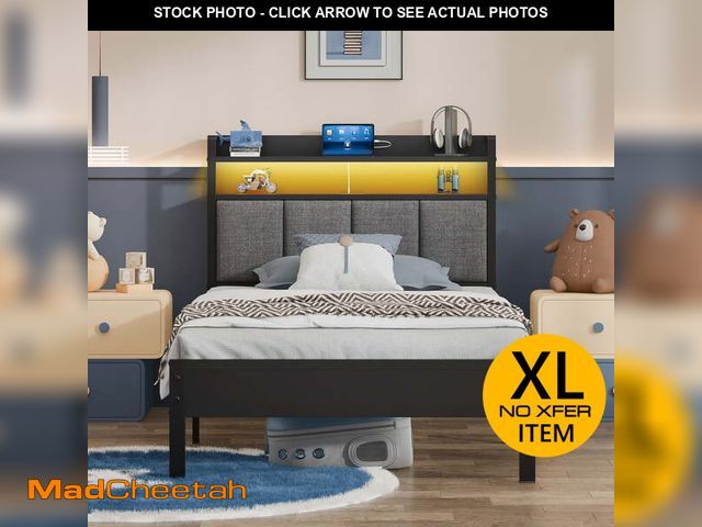 Lot 74-12768155 - Z-hom Storage Metal Platform Bed Frames with LED Light, Twin - UNUSED