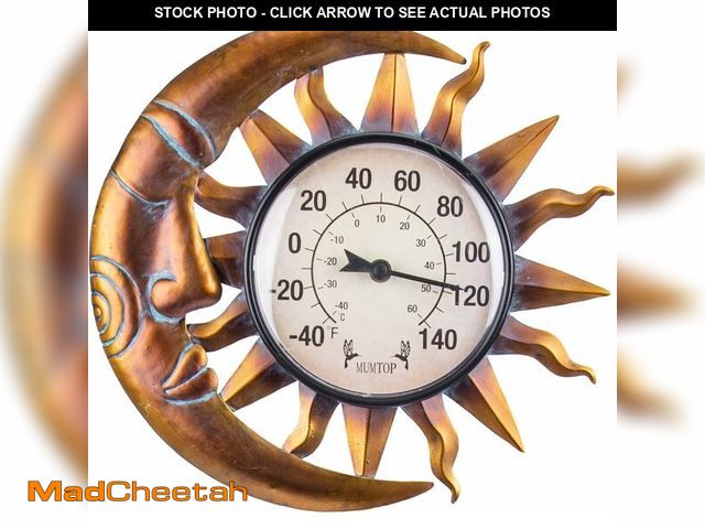 Lot 74-12679455 - MUMTOP Outdoor Thermometers for Patio - Wall Thermometer, Indoor Outdoor Thermometer with Garden Sta...