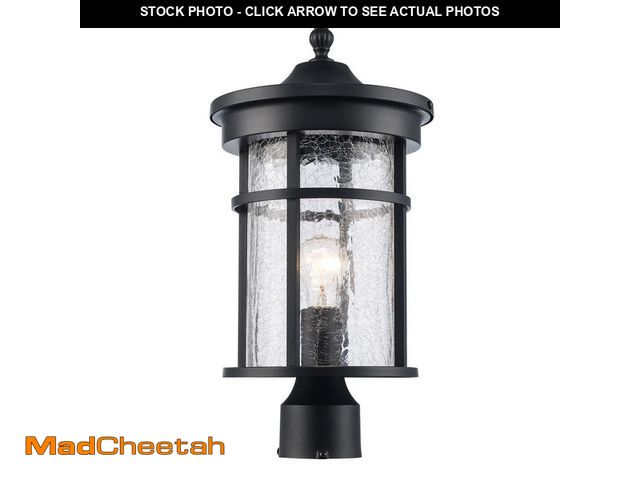 Lot 74-14113217 - Bel Air Lighting Avalon 14.5 in. 1-Light Black Outdoor Lamp Post Light Fixture with Clear Crackled G...