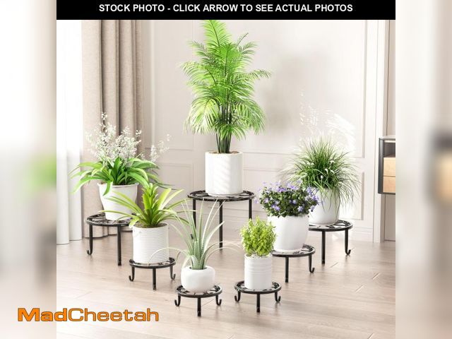 Lot 74-12445008 - ZUIYIN 7 Pack Metal Plant Stands for Outdoor Indoor, Anti-Rust Iron Flower Pot Stands Outdoor Plant ...