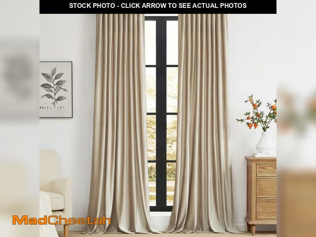 Lot 74-14063681 - PRIMROSE Champagne Polyester Velvet Curtains 108 inch Long for Living Room,Set of 2 Panels Blackout ...