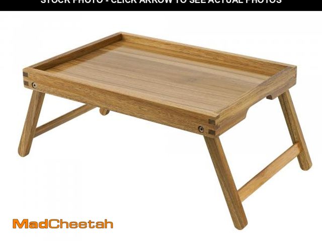 Lot 74-12314720 - VaeFae Acacia Bed Table Tray, Wooden Breakfast Tray with Folding Legs, Bed Tray for Eating and Lapto...