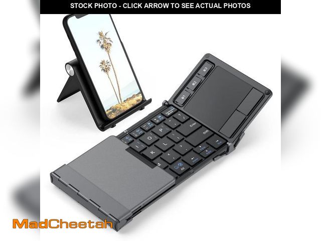 Lot 74-12116100 - iClever Foldable Keyboard, BK08 Bluetooth Keyboard with Sensitive Touchpad (Sync Up to 3 Devices), T...