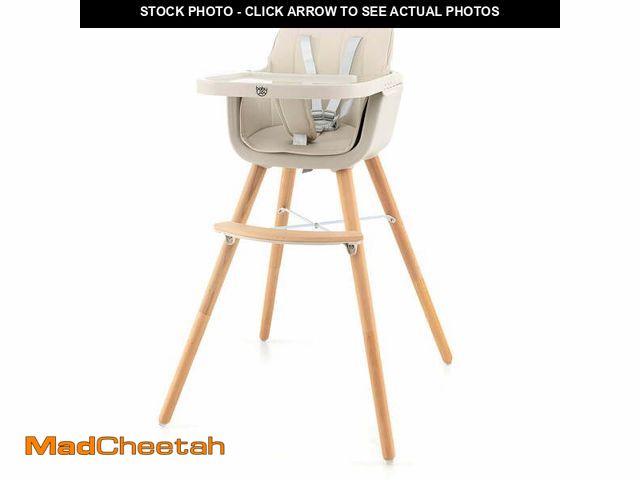 Lot 74-14323465 - Babyjoy 3 in 1 Convertible Wooden High Chair Toddler Feeding Chair with Cushion Beige - UNUSED