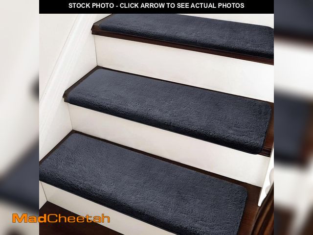 Lot 74-12558883 - PURE ERA Soft Plush Dark Gray 9.5 in. x 30 in. x 1.2 in. Bullnose Indoor Stair Tread Cover Tape Free...