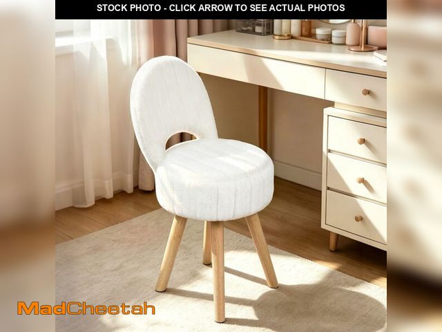 Lot 74-14428019 - KANEODOT Vanity Stool with Storage &amp; Folding Back,11.8Ã¢â¬Å D x 12.9Ã¢â¬Â W x 27.9" H Round ...