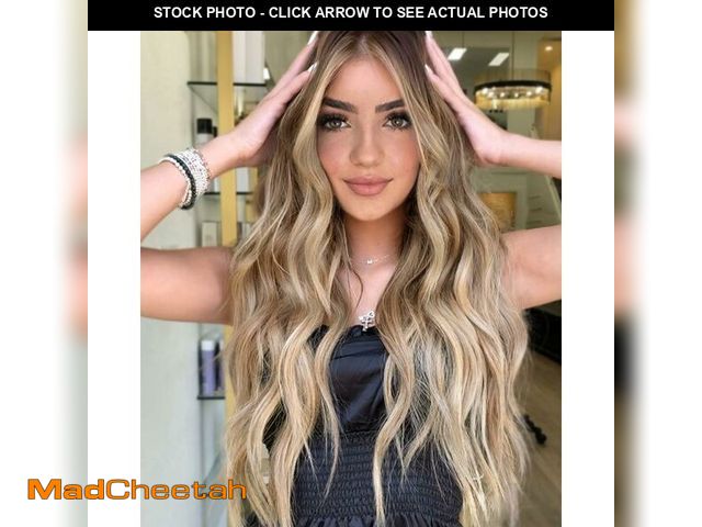 Lot 74-12461417 - XIXIBI Blonde Wigs for Women Long Ombre Blonde Wavy Wig with Dark Roots Lace Front Hairline Womens C...