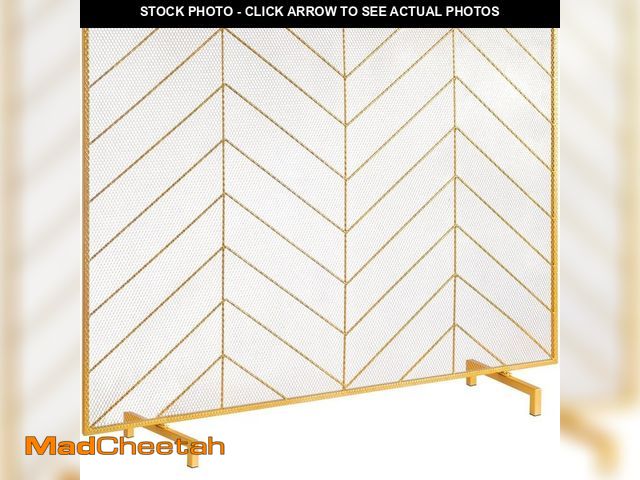 Lot 74-12921443 - VEVOR Single-Panel Fireplace Screen 38.6 in. L x 29.8 in. H Sturdy Iron Mesh Fireplace Screen Simple...