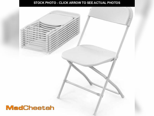 Lot 74-14132995 - VINGLI 4 Pack White Plastic Folding Chair, Indoor Outdoor Portable Stackable Commercial Seat with St...