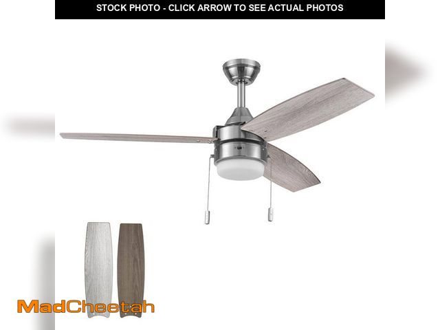 Lot 74-14356384 - Honeywell Berryhill 48 in. Color Changing LED Dual Mount Brushed Nickel Ceiling Fan with 3 Reversibl...