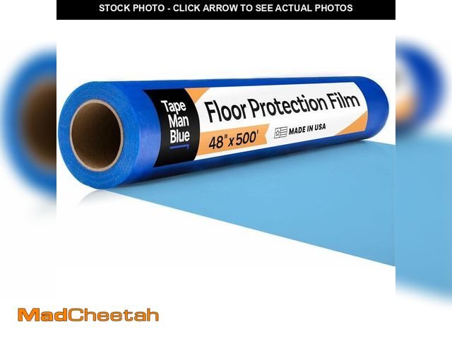Lot 74-13698006 - Floor Protection Film, 48 inch x 500' roll, Made in USA, Blue Self Adhesive Floor Protector for Movi...