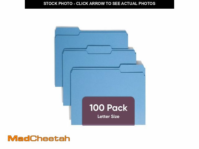 Lot 74-14272415 - Smead Blue File Folders for Documents, with 1/3-Cut Tabs, Letter Size, Blue, 100 Pack for Easy Organ...