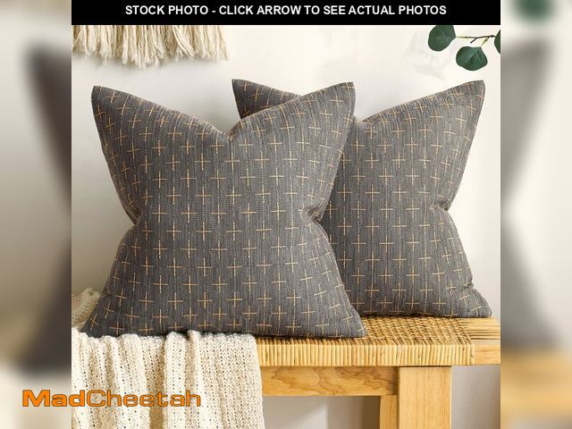 Lot 74-14270128 - MIULEE Pack of 2 Decorative Burlap Linen Throw Pillow Covers Modern Farmhouse Vintage Pillowcase Rus...