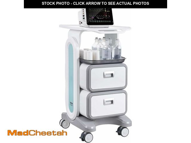 Lot 74-12544453 - (MISSING 2 WHEELS) VEVOR 3 Tiers Lab Carts, Lab Utility Cart with 2 Drawers &amp; 1 Top Tray, Mobile...