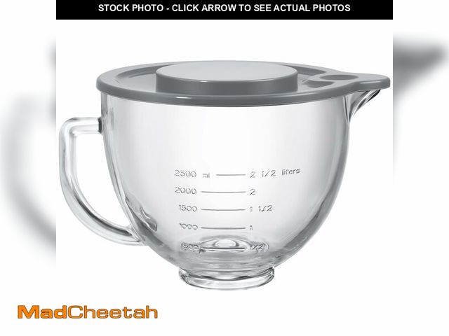 Lot 74-13951759 - LETOMS Stand Mixers Bowl for Kitchenaid 4.5 Quart and 5 Quart, Glass Mixing Bowl with Lid and Measur...