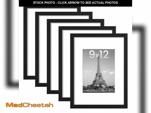 Lot 74-12718351 - upsimples 9x12 Picture Frame Set of 5, Display Pictures 6x8 with Mat or 9 x 12 Without, Wall Gallery...