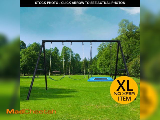 Lot 74-13641623 - KloKick 600lbs Heavy Duty Swing Set â A-Frame Metal Swing Set with Platform Swing &amp; 2 Belt Swi...