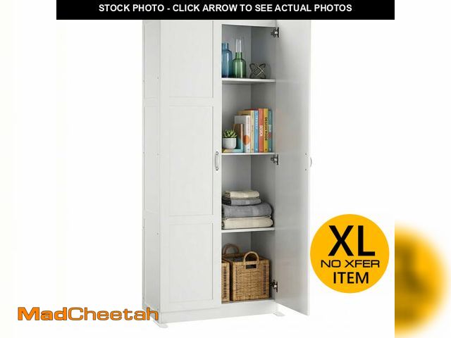 Lot 74-14309784 - edx 71" Wooden Storage Cabinet for Living Room,Hallway, Entryway, Closet, Home Office, White - USED