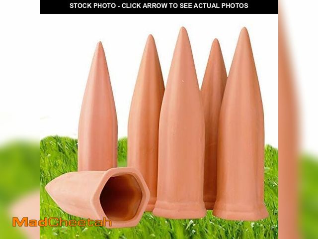 Lot 74-14212474 - Plant Watering Devices 6 Pack Terracotta Vacation Plant Waterer Wine Bottle Watering Stakes Slow Rel...