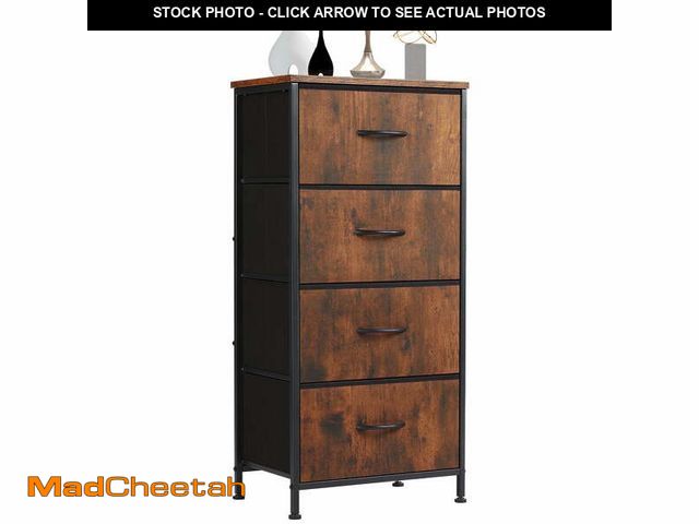 Lot 74-12803653 - ZUNMOS 4 Drawer Fabric Dresser for Bedroom, Tall Chest of Drawer Organizer Storage Cabinet for Close...
