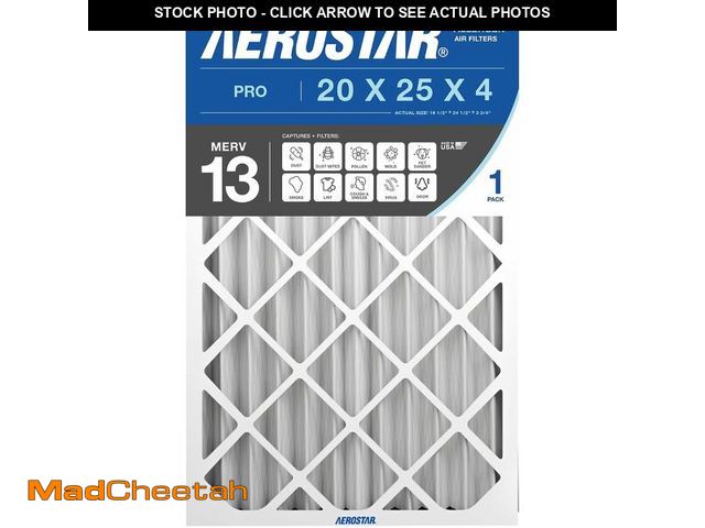 Lot 74-13382141 - Aerostar 20x25x4 MERV 13 Pleated Replacement Air Filter for Honeywell FC100A1037, 1 Pack (Actual Siz...