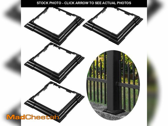 Lot 74-14432701 - Thyle 4 Pcs 6 x 6 Inches Vinyl Post Sleeve Black Adjustable Post Skirt Base Eusable Column Wrap Trim...