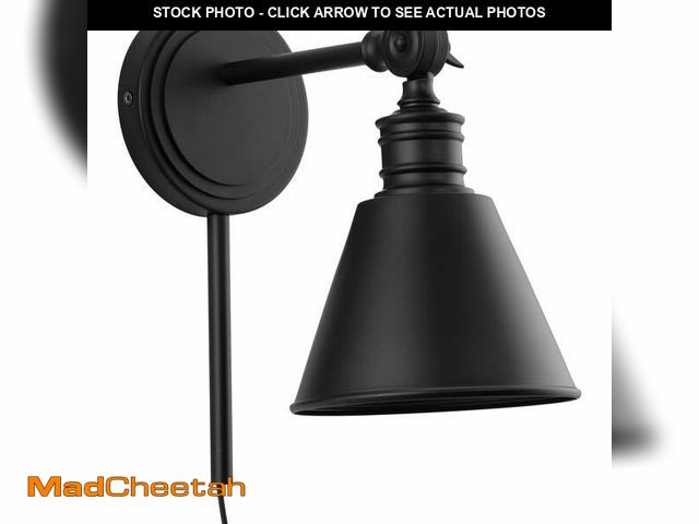 Lot 74-12858133 - Better Homes and Gardens 6" Craftsman Dimmable 1-Light Black Medium Base Bulb Plug-In Wall Sconce - ...