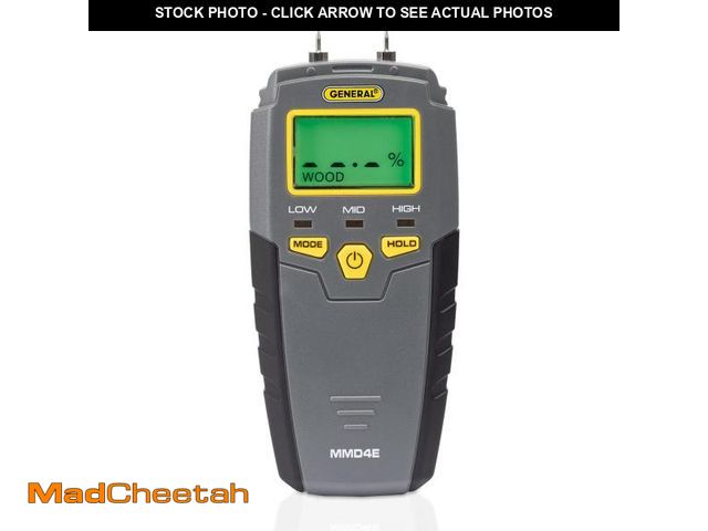 Lot 74-12436441 - General Tools MMD4E Digital Moisture Meter, Water Leak Detector, Moisture Tester, Pin Type, Backlit ...